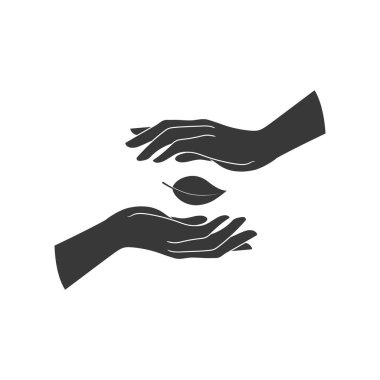 Eller bitkinin bir yaprağını tutuyor. Vektör illüstrasyonu beyaz arkaplanda izole edildi