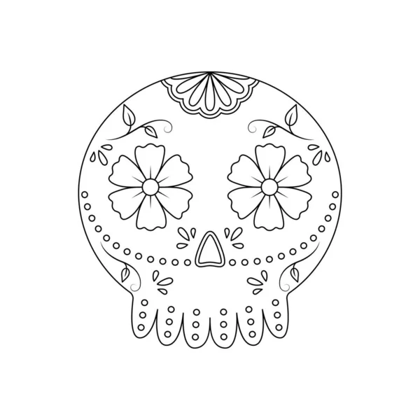 Cráneo Tradicional Mexicano Azúcar Día Del Cráneo Muerto Ilustración Vectorial — Vector de stock