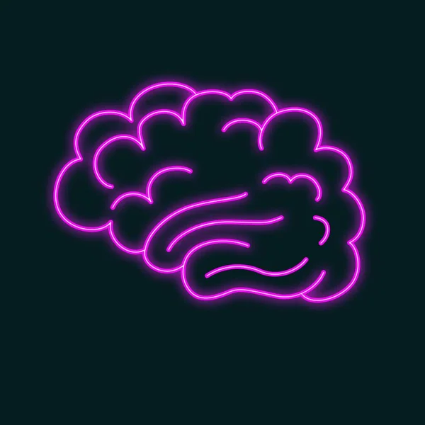 Neon Human Brain Symbol Vector Illustration Isolated Dark Background — Stockový vektor