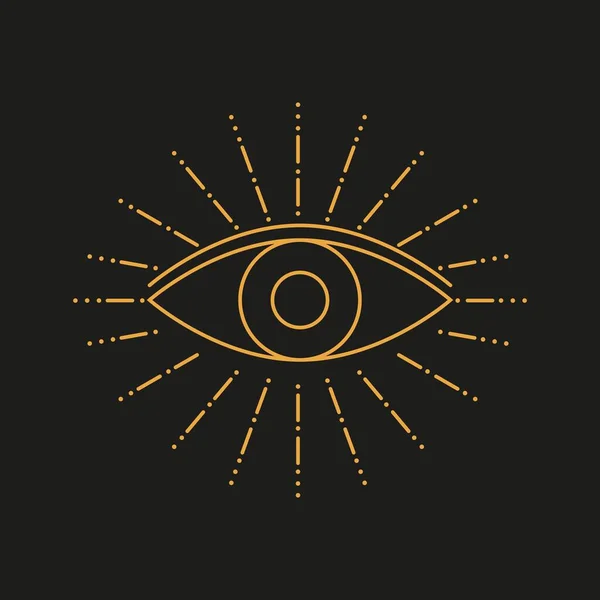 Símbolo Místico Del Ojo Ilustración Vectorial Aislada Sobre Fondo Oscuro — Vector de stock