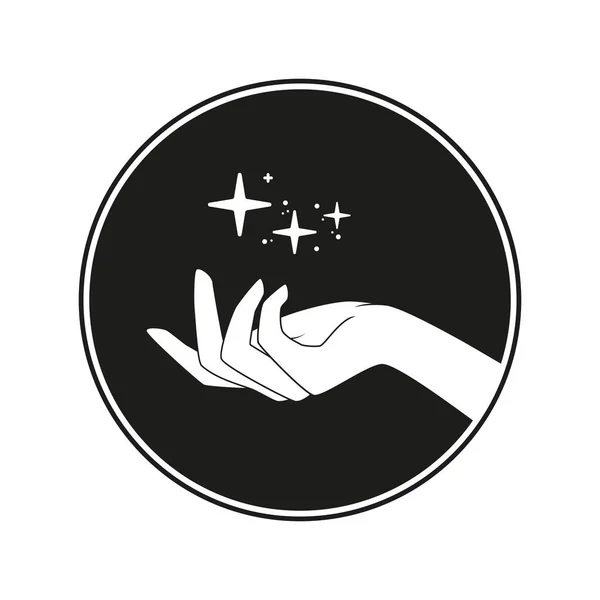 Stars Hands Concept Magic Vector Illustration Dark Background — Stock Vector