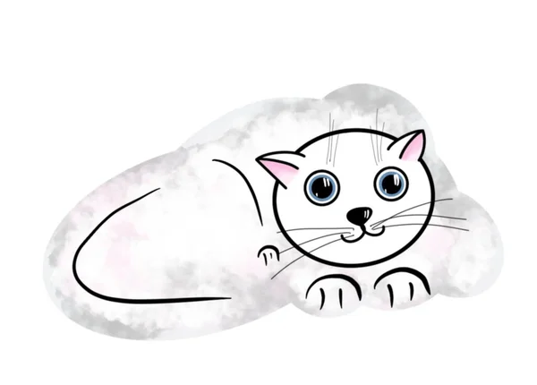 Set Eight Cloud Cats White Background Clip Art Your Project — Stock fotografie