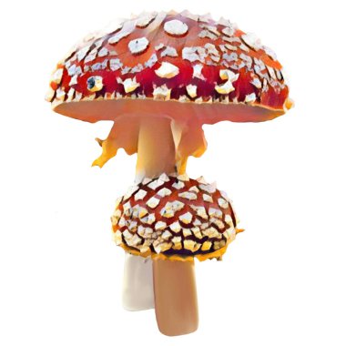 Different Amanita Mushrooms on white background, clip-art, art, illustration. Ycan yse it on your own.