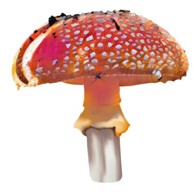 Different Amanita Mushrooms on white background, clip-art, art, illustration. Ycan yse it on your own.