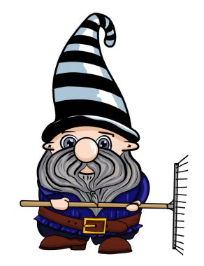 Garden hand-drawn gnomes on a white background. There are ten dwarfs Who are not repeated, each has its own style and business.