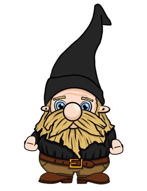 Garden hand-drawn gnomes on a white background. There are ten dwarfs Who are not repeated, each has its own style and business.