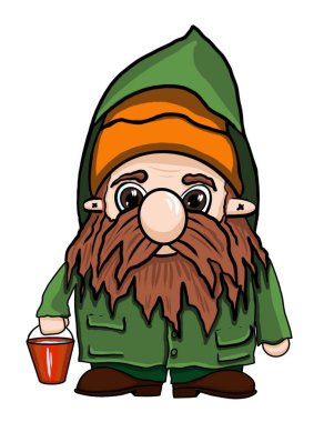 Garden hand-drawn gnomes on a white background. There are ten dwarfs Who are not repeated, each has its own style and business.