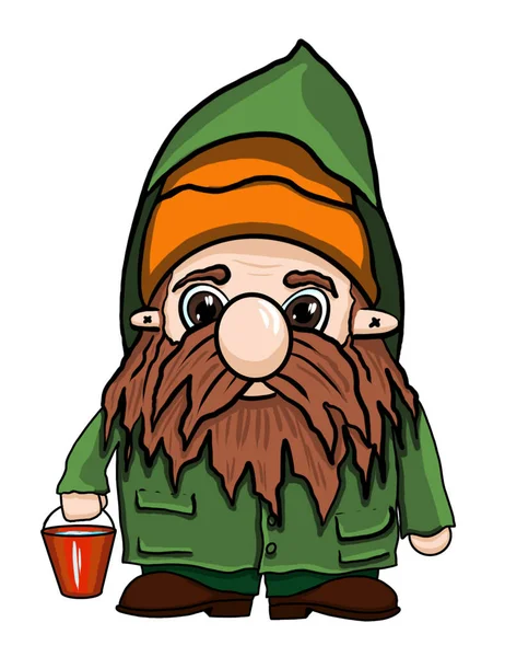 Beyaz arka planda el yapımı cüceler. Tekrarlanmayan on cüce vardır, her birinin kendi tarzı ve işi vardır..