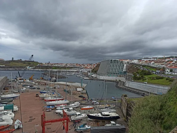 Port Many Moored Ships Terceira Island 2022 — Stock Photo, Image