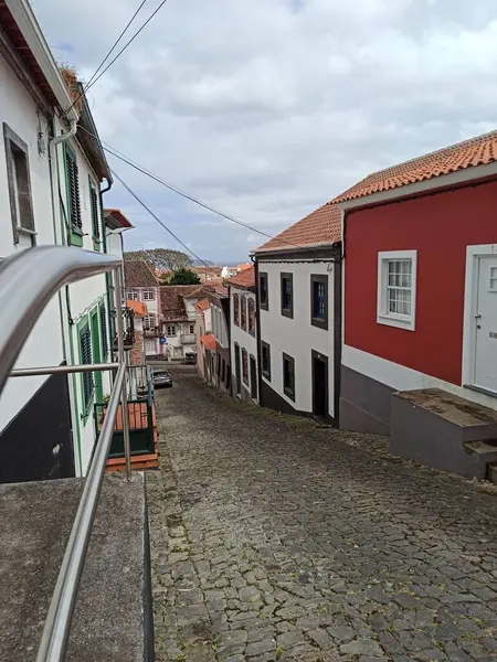 Summer Urban European Landscape Terceira Island Lots Greenery Old Streets — 图库照片