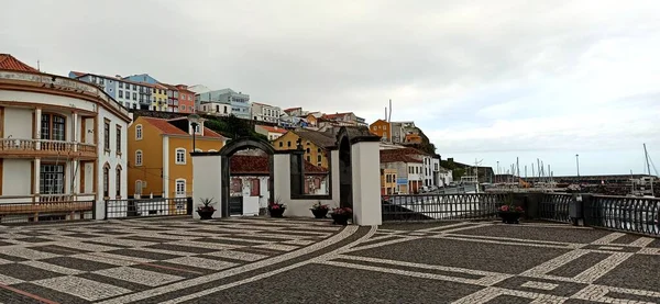 Stadtstrand Azorenlandschaft Unglaubliche Aussicht Von Der Insel Terceira Hafenstadt Mai — Stockfoto