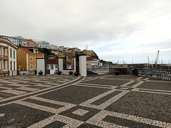 Stadtstrand Azorenlandschaft Unglaubliche Aussicht Von Der Insel Terceira Hafenstadt Mai — Stockfoto