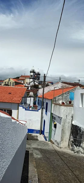 Şehir Plajı Manzarası Azores Manzarası Terceira Adasından Inanılmaz Manzaralar Liman — Stok fotoğraf