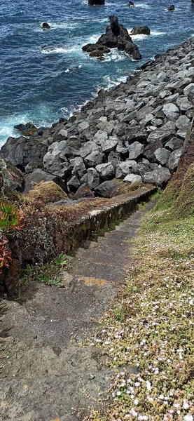 Widoki Plażę Miejską Krajobraz Azorów Niesamowite Widoki Wyspy Terceira Miasto — Zdjęcie stockowe