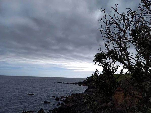 Widoki Plażę Miejską Krajobraz Azorów Niesamowite Widoki Wyspy Terceira Miasto — Zdjęcie stockowe