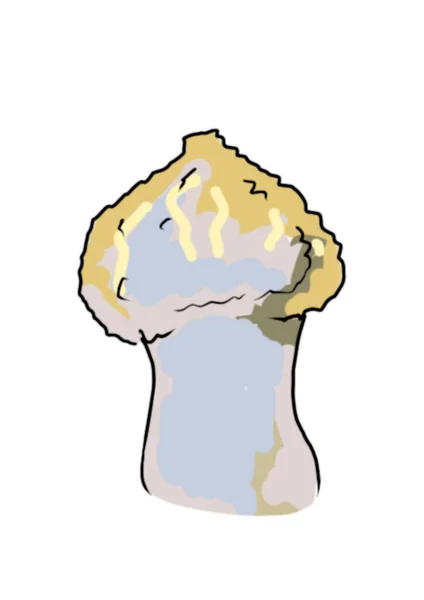 在程序 中绘制的白色背景上绘制的不同类型的彩色蘑菇 — 图库照片