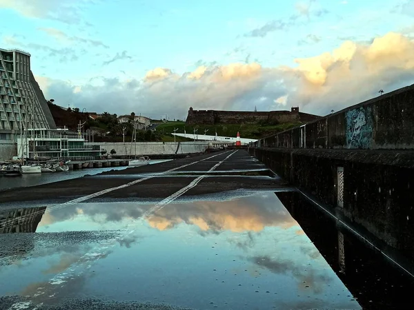 Views of the city port, Azores landscape, port city May 2022