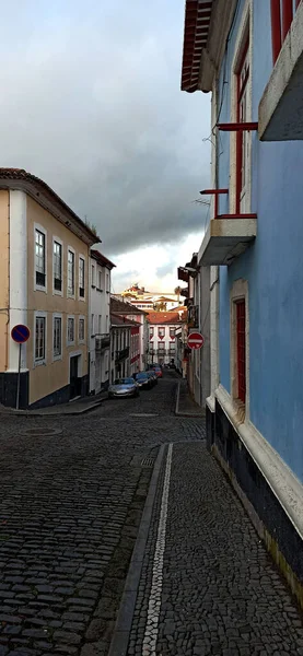Paisaje Urbano Europeo Verano Desde Isla Terceira Con Mucha Vegetación — Foto de Stock