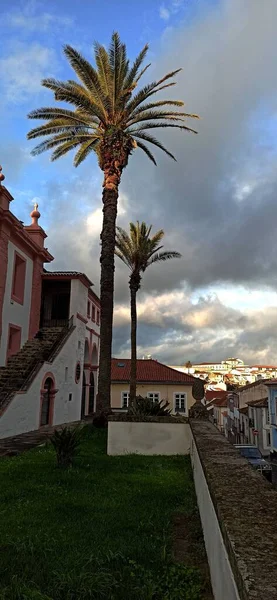 Summer Urban European Landscape Terceira Island Lots Greenery Old Streets — Foto Stock