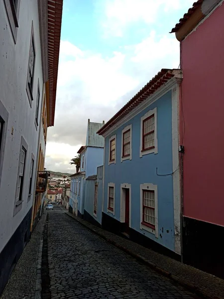 Summer Urban European Landscape Terceira Island Lots Greenery Old Streets — Stockfoto