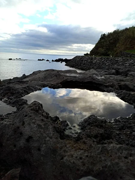 Paesaggio Dall Isola Terceira Portogallo Maggio 2022 Mare Montagne Sentieri — Foto Stock