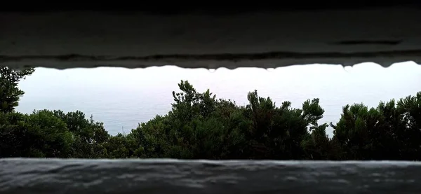 Гроза Над Океаном Видно Кита Дивиться Будинок Острові Терсейра Червні — стокове фото