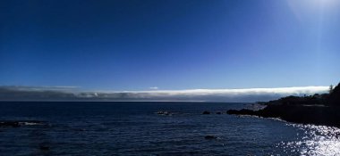 Azores 'un yoğun bitki örtüsü ve 2022 yazında Terceira adasından Atlantik Okyanusu' nun inanılmaz manzarası.