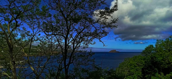 Niesamowicie Piękny Krajobraz Azorów Wyspa Terceira Zdjęcie Zrobione Telefonem Pod — Zdjęcie stockowe