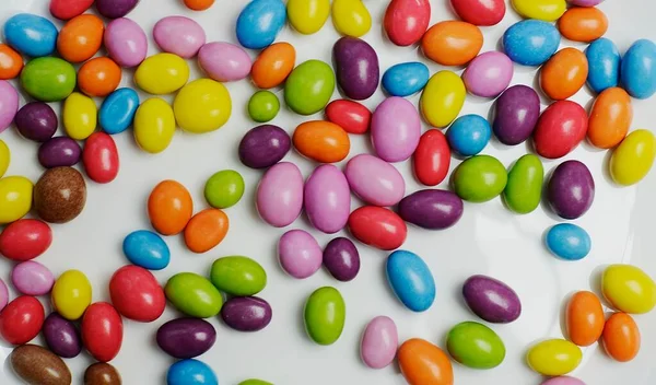 Colored Candies White Plate — Stock Photo, Image