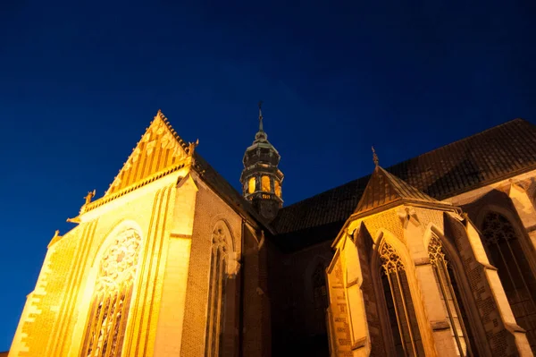 Nachtelijke Gotische Costel Brno — Stockfoto