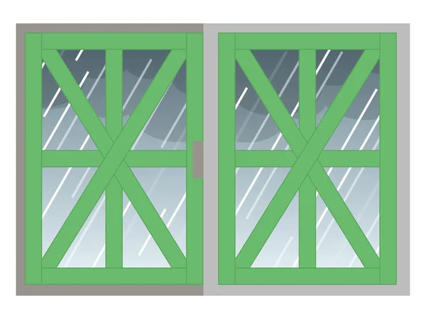 Окно Стекло Непробиваемой Лентой Простая Иллюстрация Оконного Стекла Дождь Окном — стоковый вектор