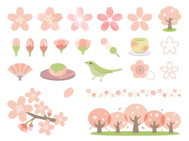İlkbahar illüstrasyon materyalinin vektör illüstrasyonu