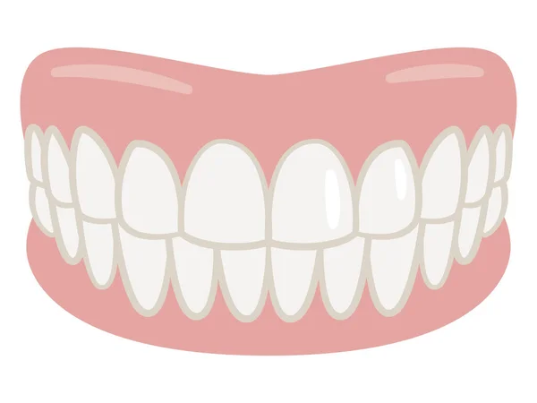 Зубной Протез Рисунок Векторной Карикатуры Вручную Протезных Зубов — стоковый вектор