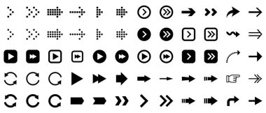 Ok simgesi çizim ögesi. Oklar hazır. Ok simgesi. Ok siyah renkli. vektör simgesi.