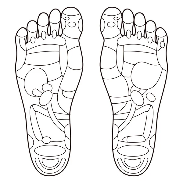 Reflexología Pies Puntos Masaje Zonas Reflexología Signos Masaje Puntos Color — Archivo Imágenes Vectoriales