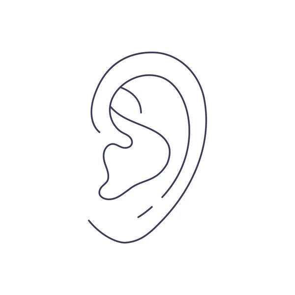 Oído humano en estilo línea.Gráfico vectorial simple aislado sobre fondo blanco. — Archivo Imágenes Vectoriales