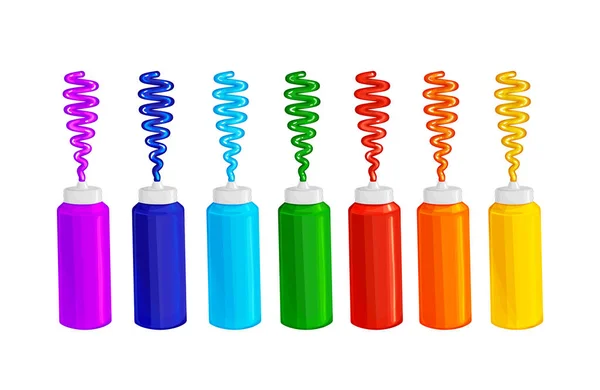 Various Paints Large Tubes Acrylic Oil Paints All Colors Rainbow — Stock Vector
