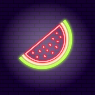 Koyu tuğlalı duvarda neon karpuz