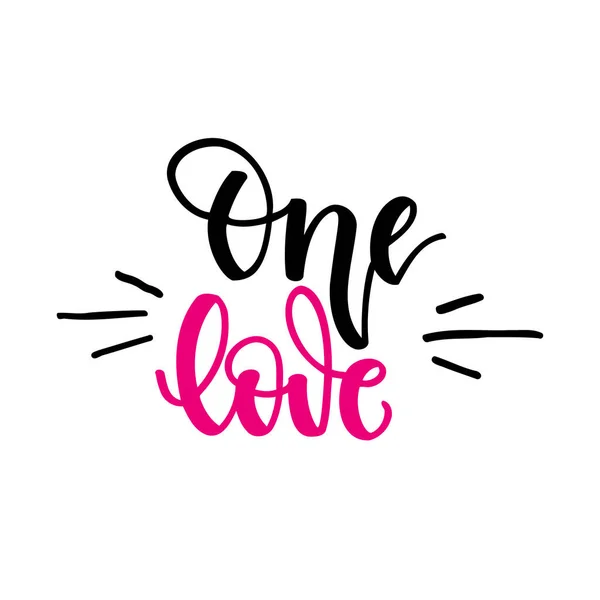 One love. Hand lettering isolated on white background. illustration for Valentines day greeting cards, posters, print on T-shirts and much more — Stock Photo, Image