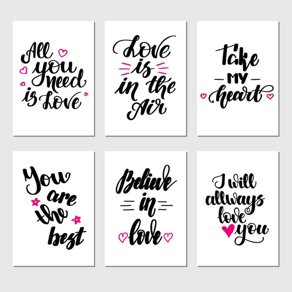 Set of inspirational romantic greeting card with hand lettering. illustration for Valentines day greeting cards, posters, banners and much more — Stock Photo, Image