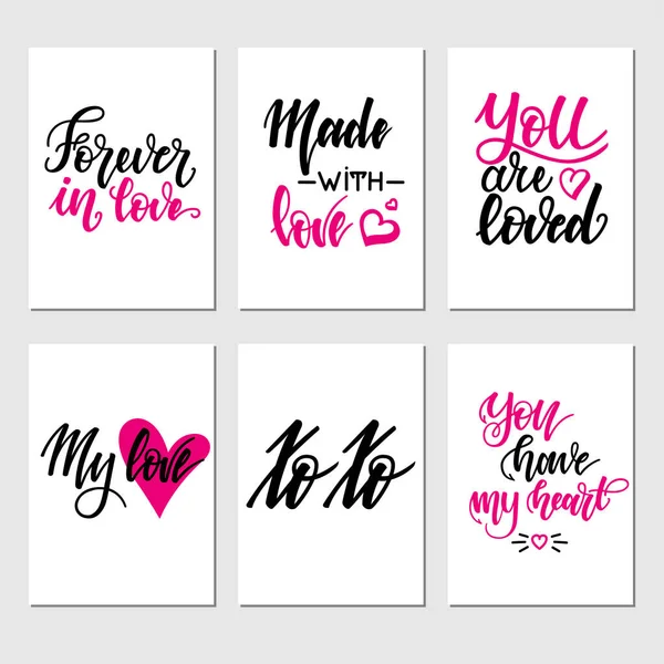 Set of inspirational romantic greeting card with hand lettering. illustration for Valentines day greeting cards, posters, banners and much more — Stock Photo, Image