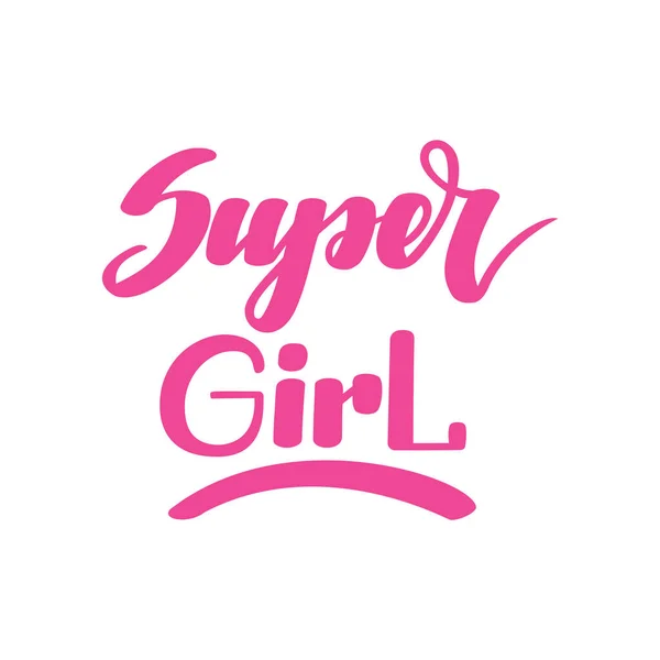 Super Girl Handwritten Lettering Isolated White Background Illustration Posters Cards — Stockfoto