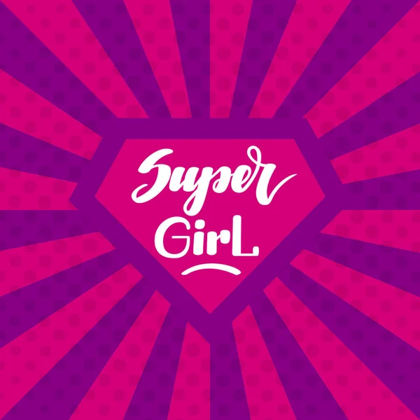 Super Girl Handwritten Lettering Pink Purple Background Illustration Posters Cards — 스톡 사진