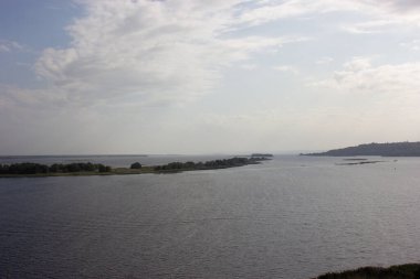 Unkraine 'deki güzel Dnipro nehrinin manzarası