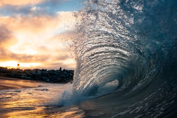 Brilho Cunha Isso Acontece Quando Backwash Encontra Uma Onda Entrada — Fotografia de Stock