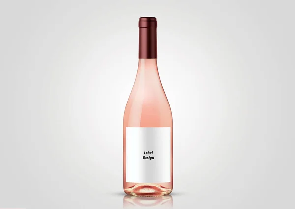 Uma Garrafa Vinho Rosa Isolado Fundo Neutro Para Projetos Apresentação — Fotografia de Stock