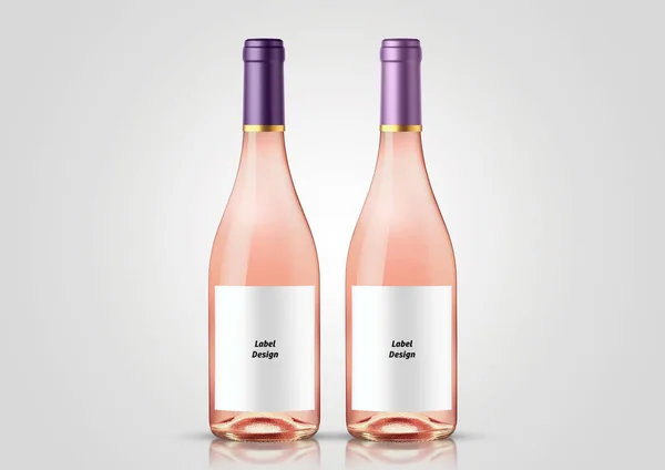 Uma Garrafa Vinho Rosa Isolado Fundo Neutro Para Projetos Apresentação — Fotografia de Stock