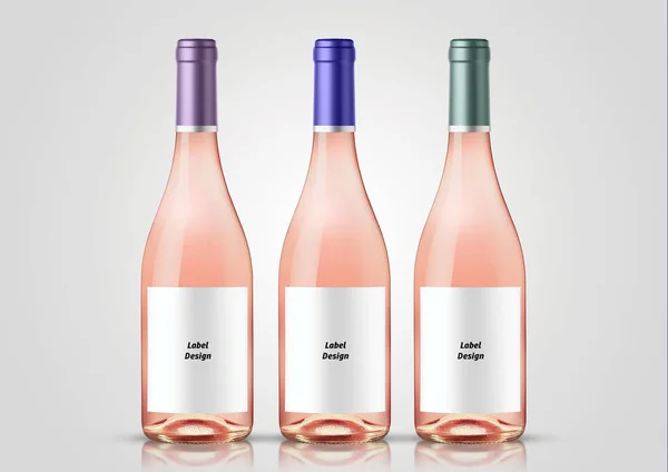 Uma Garrafa Vinho Rosa Isolado Fundo Neutro Para Projetos Apresentação — Fotografia de Stock