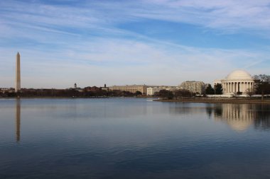 Güneşli Gün Jefferson Anıt Manzarası Washington Anıtı 