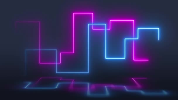 Neon Lights Glödande Linjer Loop Abstrakt Rörlig Bakgrundsbild — Stockvideo